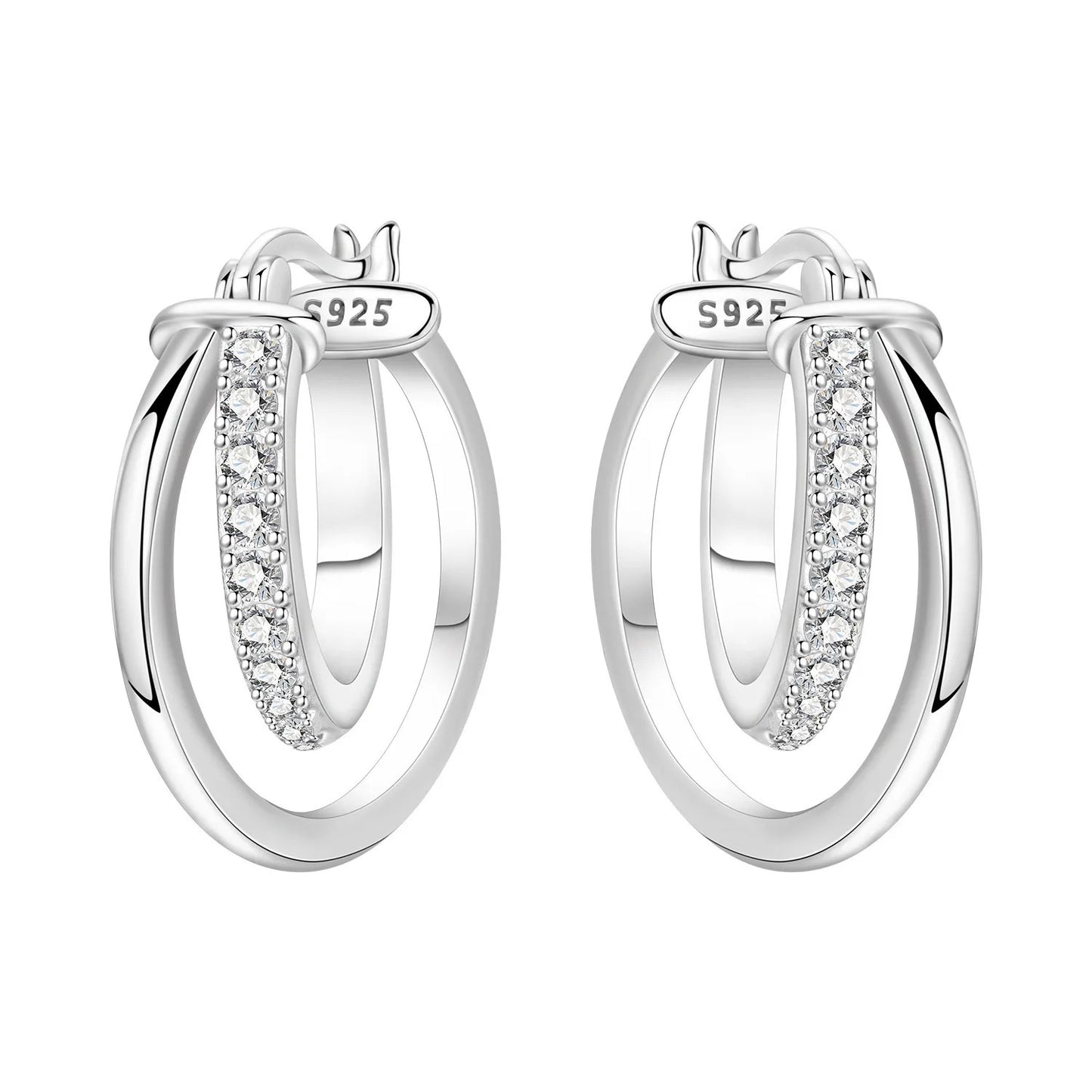 Simple Crossed Double Ring Earrings