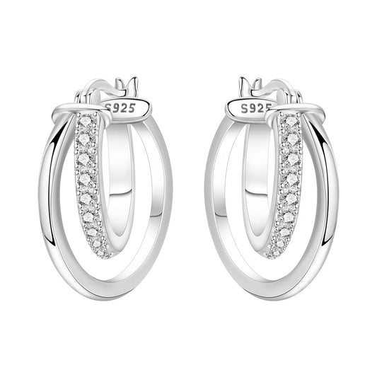 Simple Crossed Double Ring Earrings