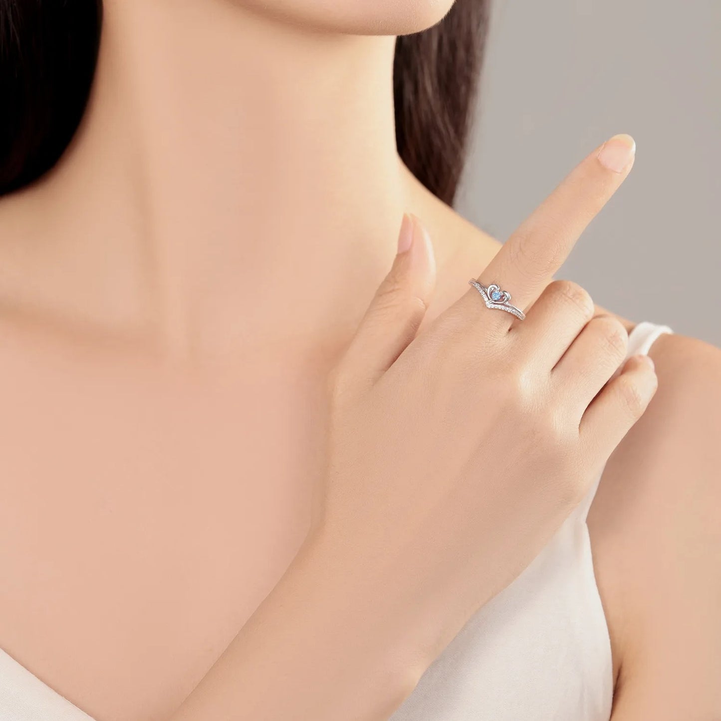 Heart Dolphin Blue Zircon Opening Ring