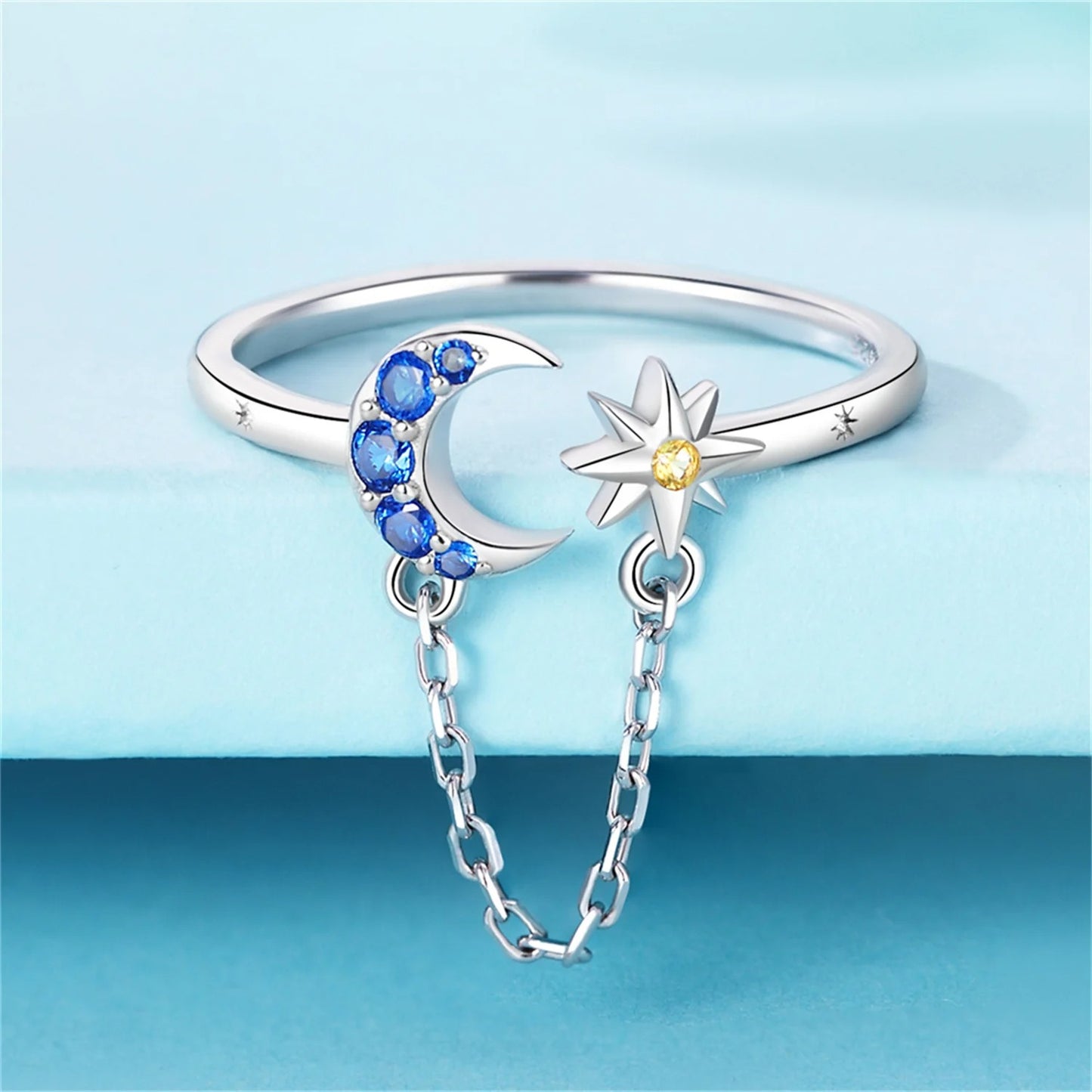 Star Moon Tassel Opening Ring