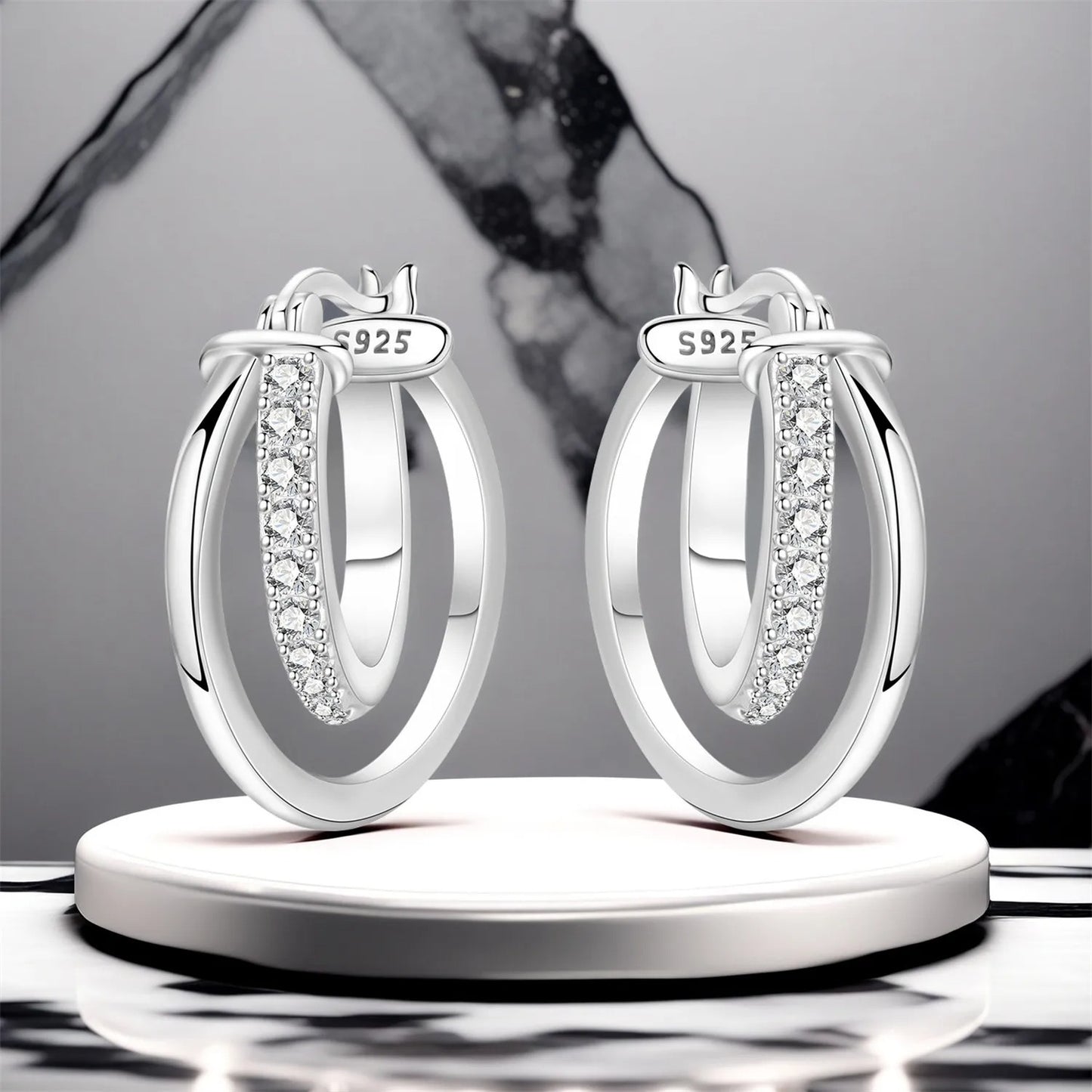 Simple Crossed Double Ring Earrings